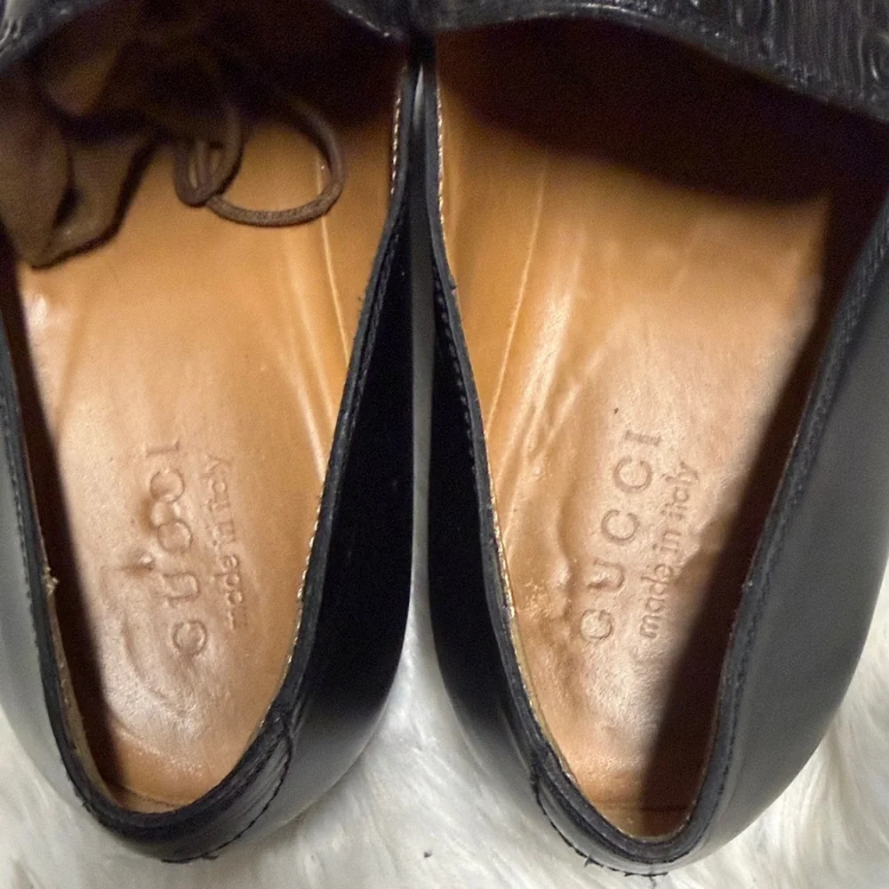 Gucci GG Embossed Black Leather Men's Slip-Ons 9